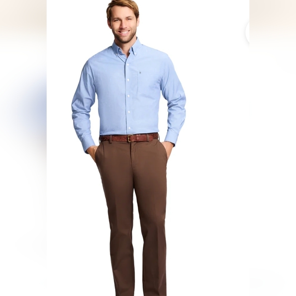 Men’s Izod Fulton Dress Chino brown Size W42 L32 Dress Pants New